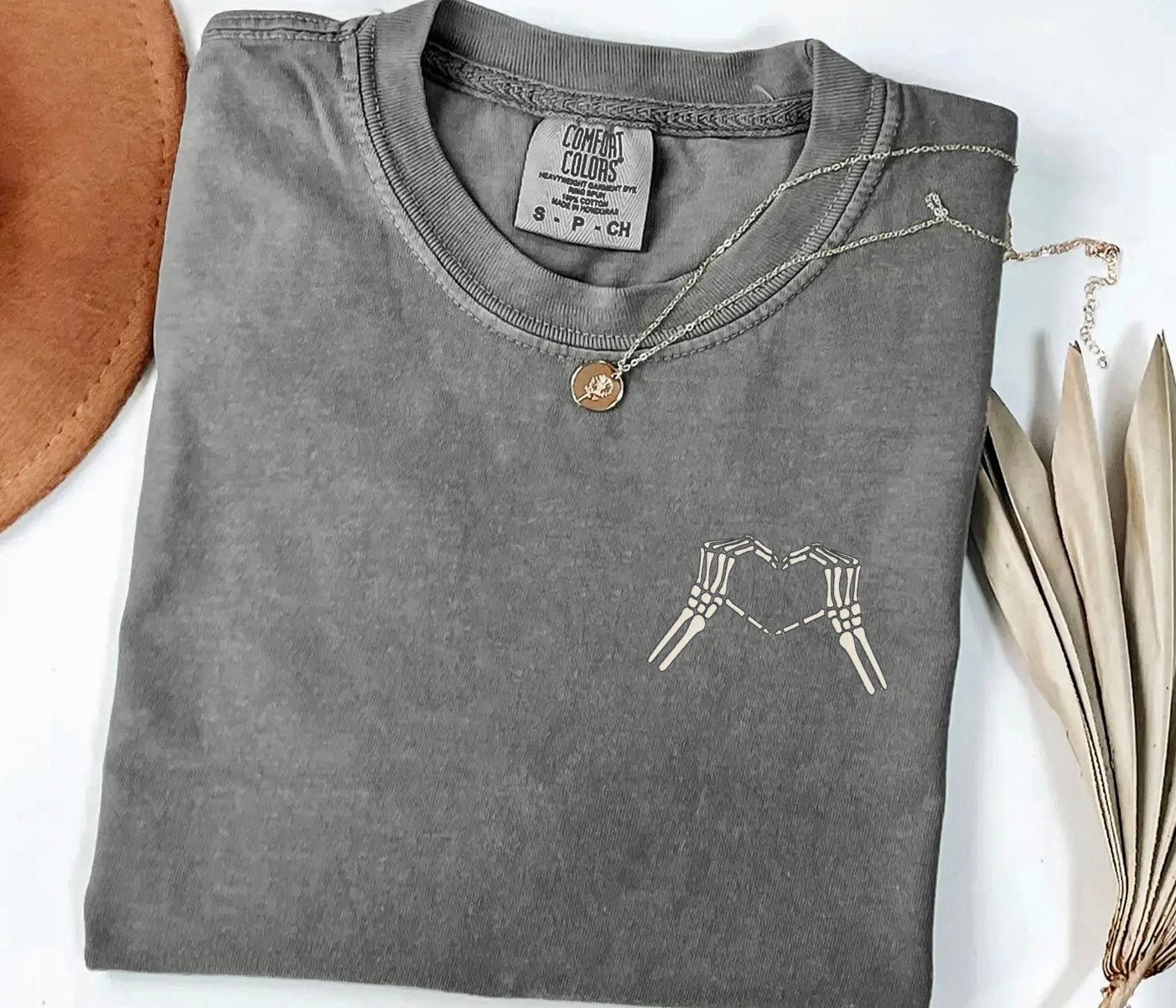 Skelly Heart Hands Embroidered T